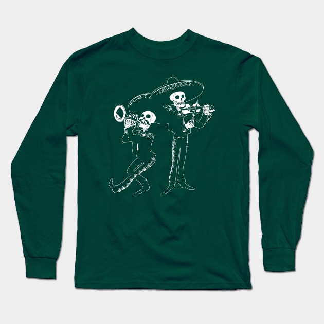 Mariachi Musician Funny Skeletons of Dia De Los Muertos Festival Long Sleeve T-Shirt by EddieBalevo